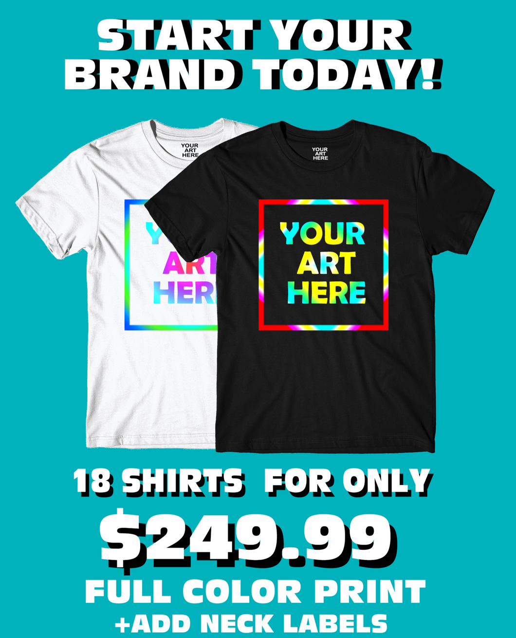 18 Printed T-Shirts Package (one side print)